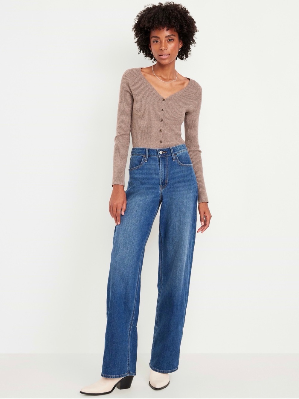Old Navy High-Rise Wide-Leg Jeans in Medium Blue Wash